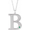 10K White Engravable Imitation Emerald Initial B 18