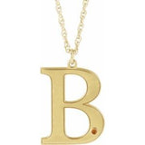 14K Yellow Engravable Imitation Citrine Initial B 18" Necklace