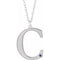 14K White Engravable Imitation Amethyst Initial C 18