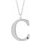 14K White Engravable Imitation Alexandrite Initial C 18