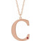 14K Rose Gold-Plated Sterling Silver Engravable Imitation Ruby Initial C 18