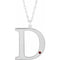 10K White Engravable Imitation Mozambique Garnet Initial D 18