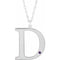 10K White Engravable Imitation Amethyst Initial D 18