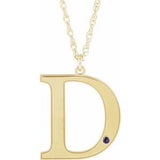 14K Yellow Gold-Plated Sterling Silver Engravable Imitation Alexandrite Initial D 18" Necklace