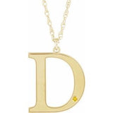 14K Yellow Gold-Plated Sterling Silver Engravable Imitation Citrine Initial D 18" Necklace