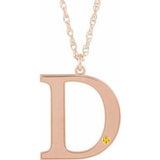 14K Rose Gold-Plated Sterling Silver Engravable Imitation Citrine Initial D 18" Necklace