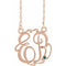 14K Rose 20 mm 2-Initials Imitation Alexandrite Script Monogram 18