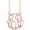 14K Rose Gold-Plated Sterling Silver 20 mm 2-Initials Imitation Amethyst Script Monogram 18
