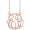 14K Rose 20 mm 2-Initials Imitation Aquamarine Script Monogram 18