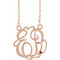 14K Rose Gold-Plated Sterling Silver 20 mm 2-Initials Imitation Ruby Script Monogram 18