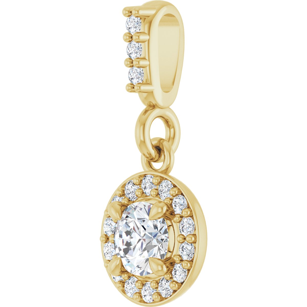 14K Yellow Gold 1/5 CTW Natural Diamond Halo-Style Pendant