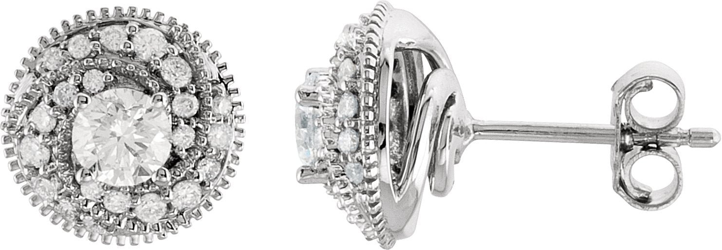 Round Halo-Style Earrings