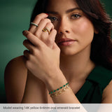 14K Yellow Gold Lab-Grown Emerald 7.25" Bracelet