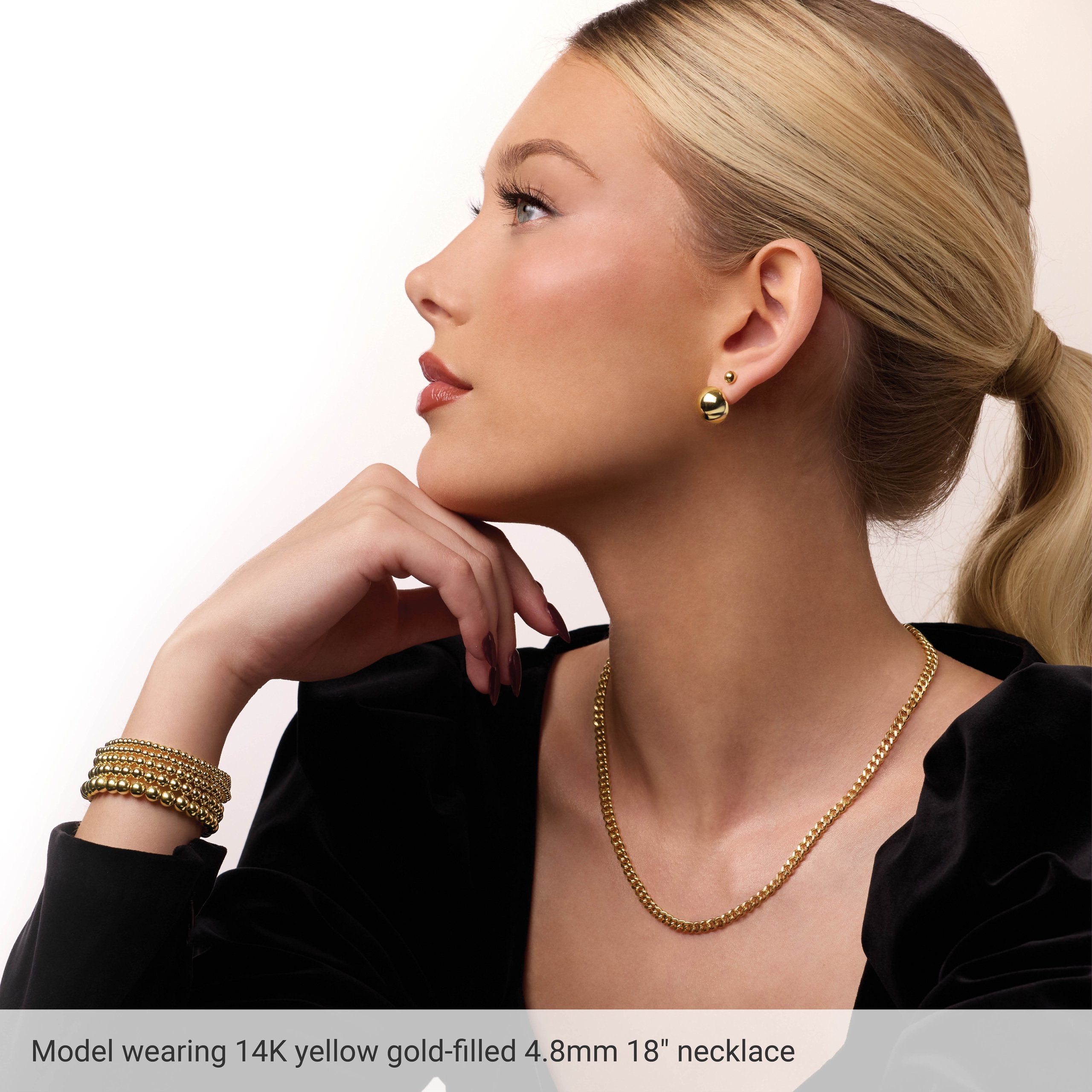 14K Yellow Gold-Filled 4.8 mm Curb 18" Chain