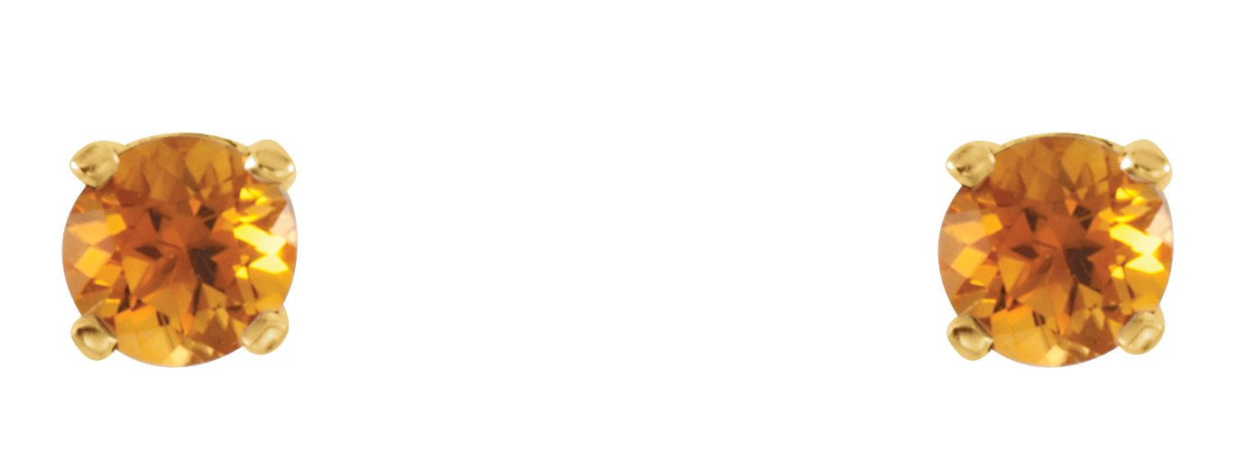 14K Yellow Gold Imitation Citrine Youth Earrings