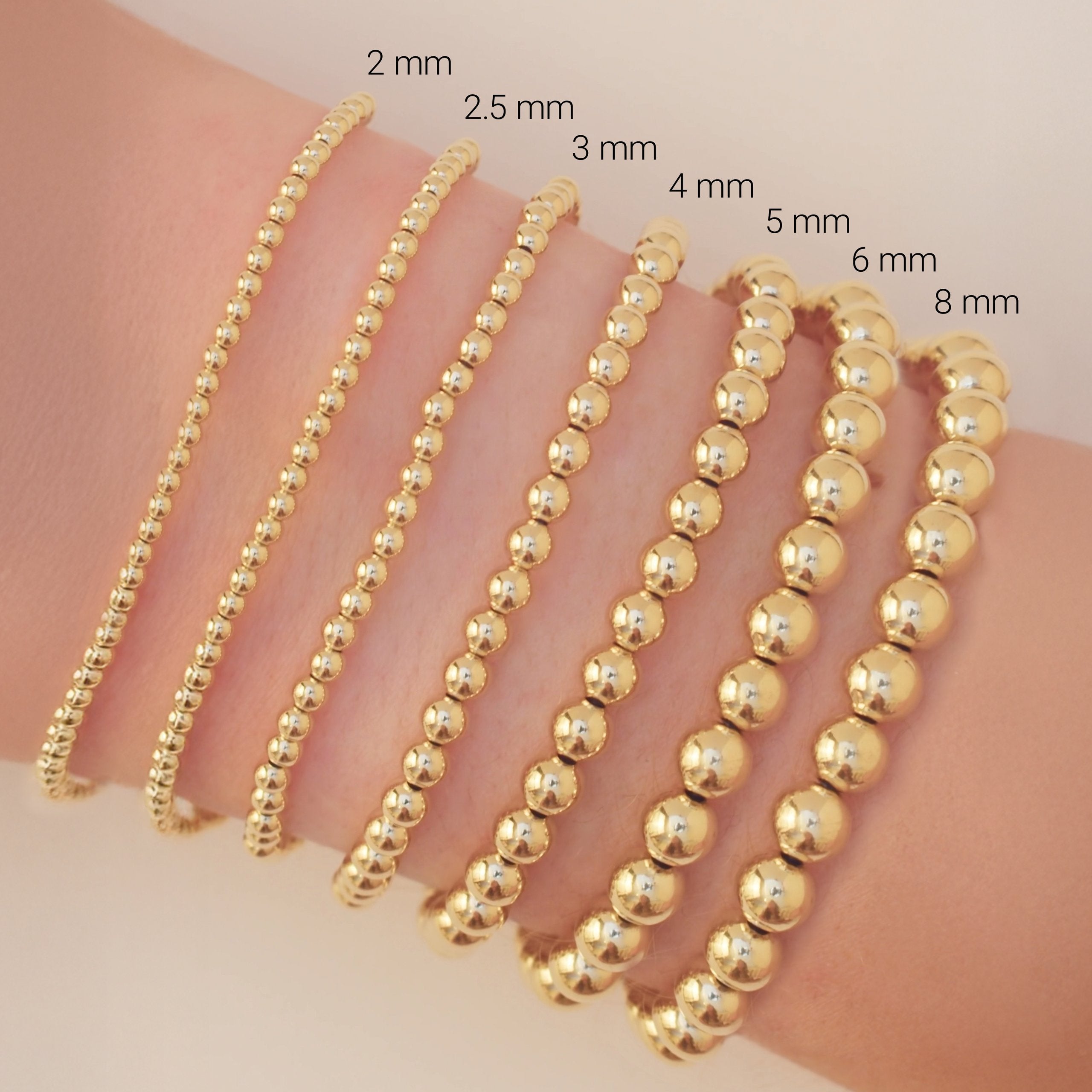 14K Yellow Gold-Filled 4 mm Elastic Bead 6 1/2" Bracelet
