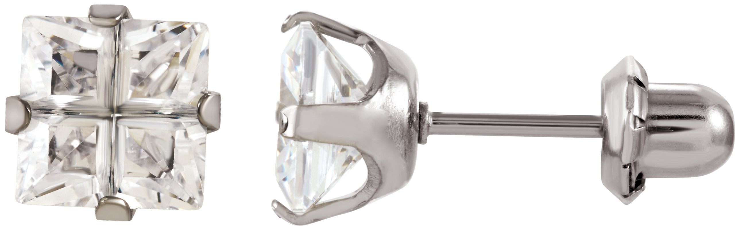 Square 4-Prong Inverness® Piercing Stud Earrings
