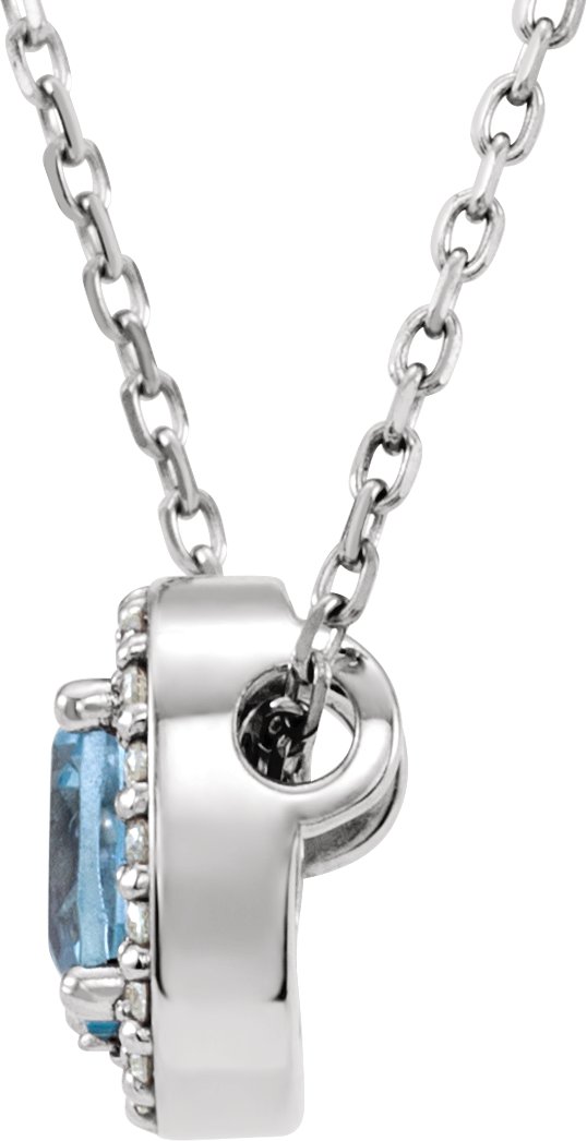 14K White Gold Natural Sky Blue Topaz & .04 CTW Natural Diamond 16" Necklace