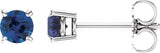14K White Gold 4 mm Lab-Grown Blue Sapphire Earrings