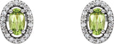 14K White Gold Natural Peridot & .08 CTW Natural Diamond Earrings