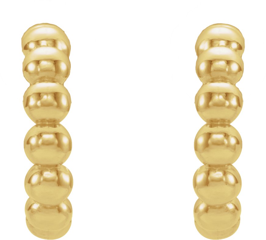 14K Yellow Gold Beaded 12 mm Hoop Earrings