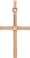 14K Rose Gold .02 CT Natural Diamond Cross Pendant