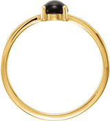 14K Yellow Gold 8x6 mm Oval Natural Black Onyx Cabochon Ring