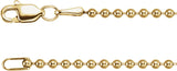 14K Yellow Gold 1.8 mm Hollow Bead 24" Chain