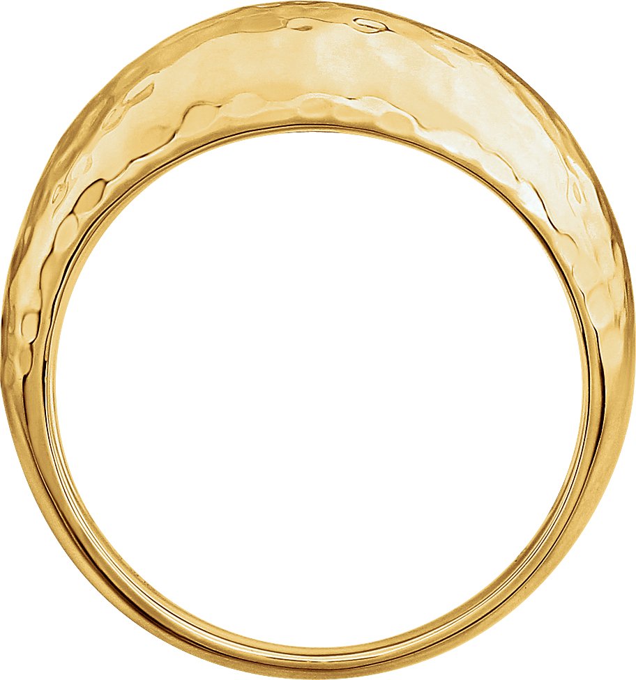 14K Yellow Gold 12 mm Hammered Dome Ring