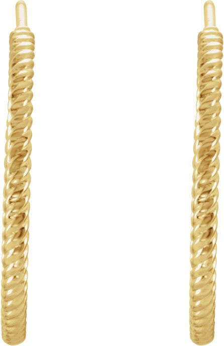 14K Yellow Gold Rope 21 mm Hoop Earrings