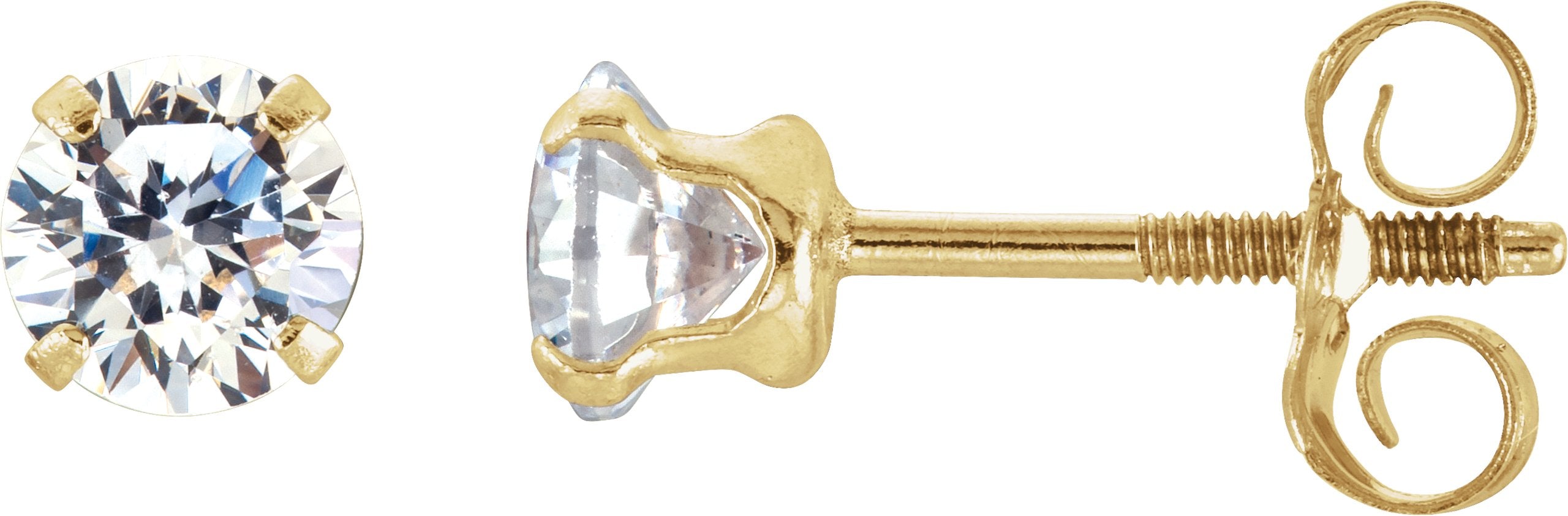 Round 4-Prong Youth Stud Earrings