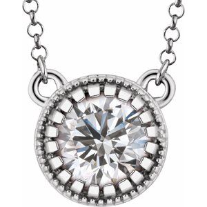 14K White Natural White Sapphire "April" 18" Birthstone Necklace