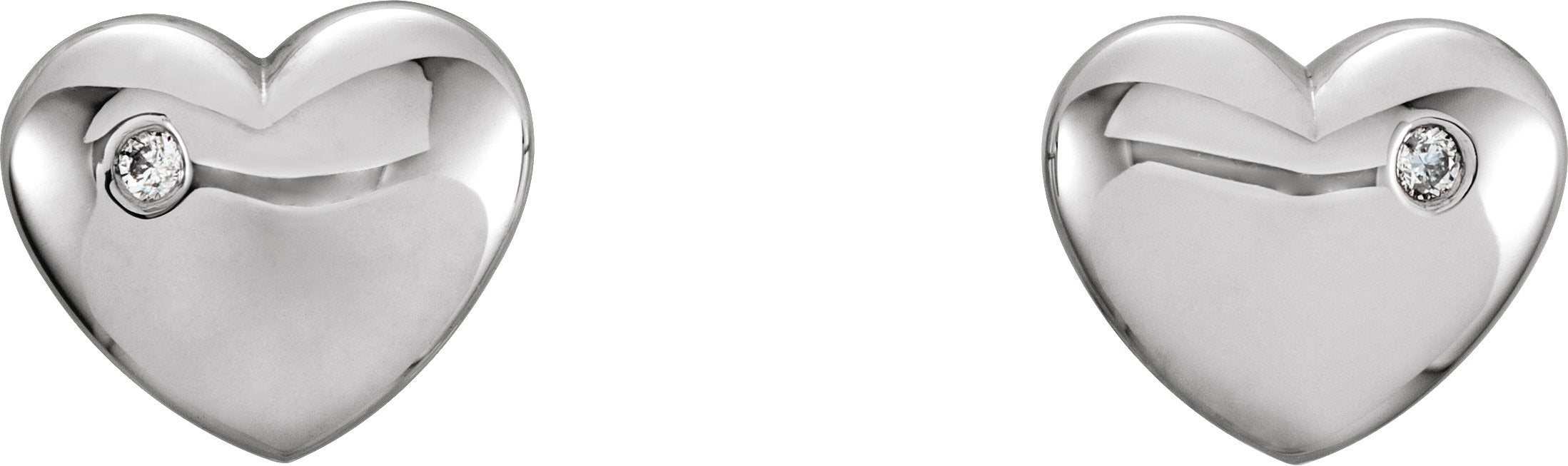 14K White Gold .02 CTW Natural Diamond Puffed Heart Earrings