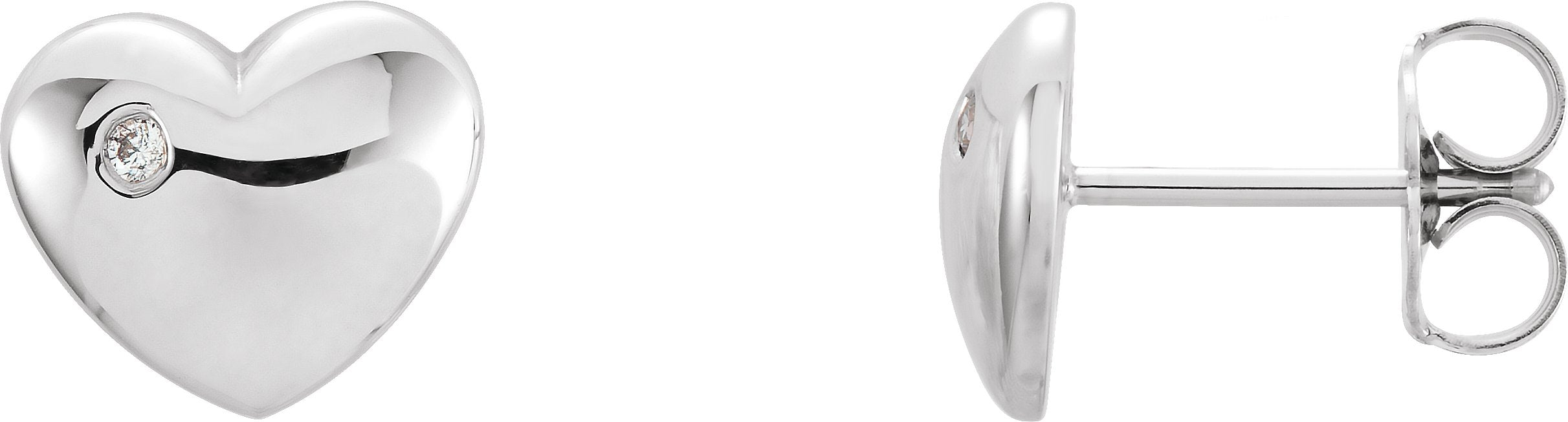 14K White Gold .02 CTW Natural Diamond Puffed Heart Earrings