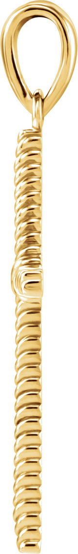14K Yellow Gold 25.4x16.2 mm Rope Cross Pendant