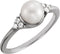 14K White Gold 6.5-7 mm Cultured Freshwater White Pearl & .09 CTW Natural Diamond Ring
