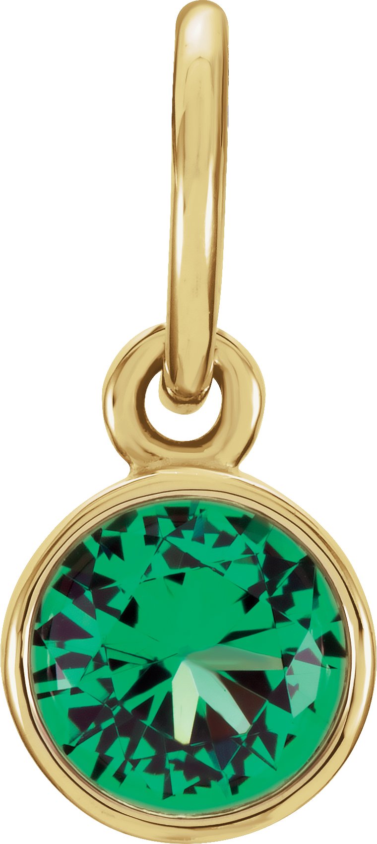 14K Yellow Gold Posh Mommy® Imitation Emerald Charm/Pendant
