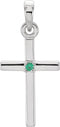 14K White Gold Natural Emerald Cross Pendant