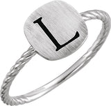14K White Gold Be Posh® Engravable Rope Signet Ring