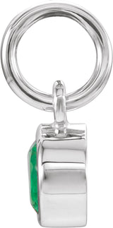 14K White Gold Posh Mommy® Imitation Emerald Charm/Pendant