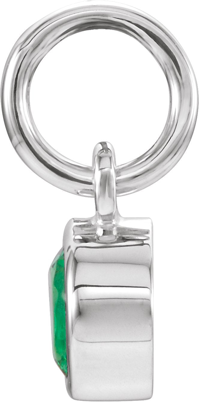 14K White Gold Posh Mommy® Imitation Emerald Charm/Pendant