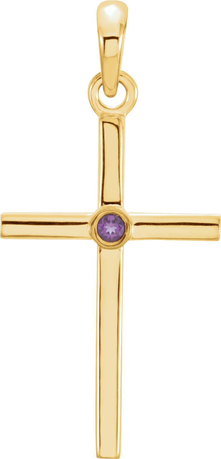 14K Yellow Gold Natural Amethyst Cross Pendant