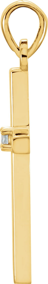 14K Yellow Gold Natural Aquamarine Cross Pendant