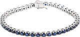 14K White Gold Natural Blue Sapphire Line 7" Bracelet