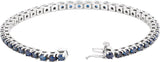 14K White Gold Natural Blue Sapphire Line 7" Bracelet