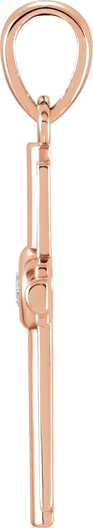 14K Rose Gold .06 CT Natural Diamond Cross Pendant
