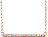 14K Rose Gold 1/6 CTW Natural Diamond Bar 16-18" Necklace