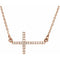 14K Rose 1/10 CTW Natural Diamond Sideways Cross 16-18
