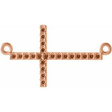 14K Rose Accented Sideways Cross Necklace Center