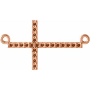 14K Rose Accented Sideways Cross Necklace Center